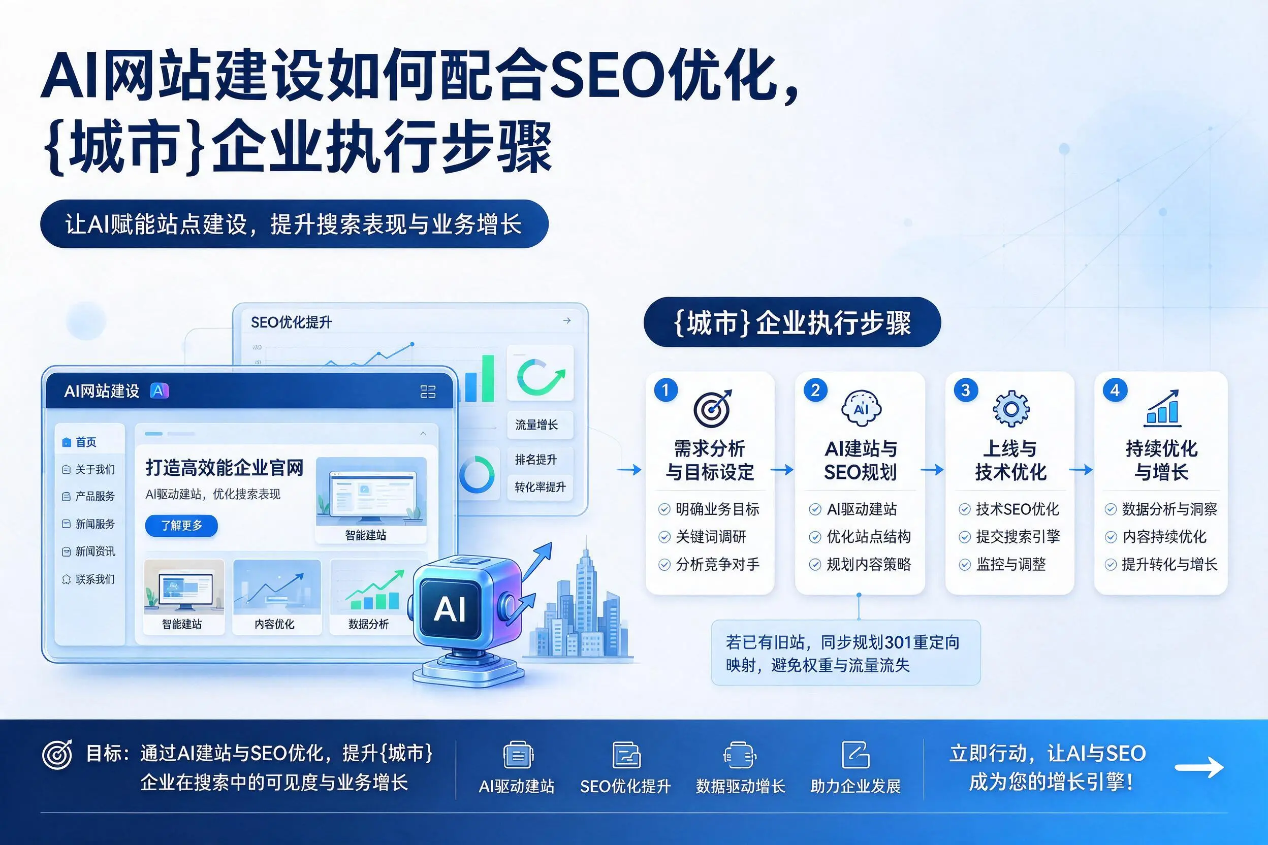 AI网站建设如何配合SEO优化，临高企业执行步骤