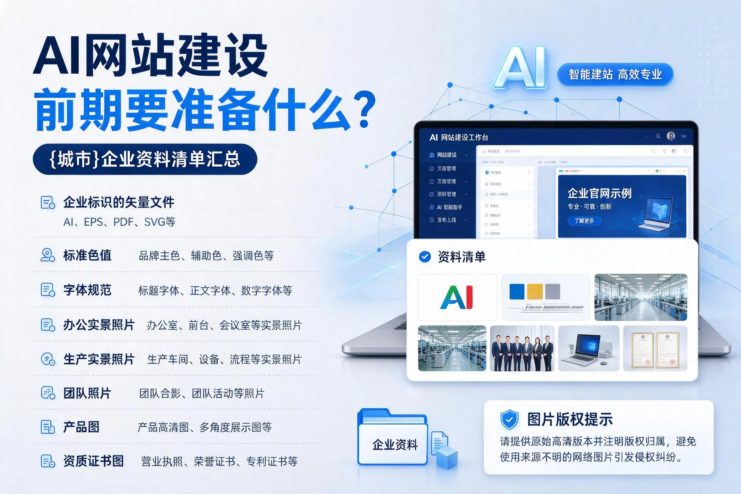AI网站建设前期要准备什么？临高企业资料清单汇总