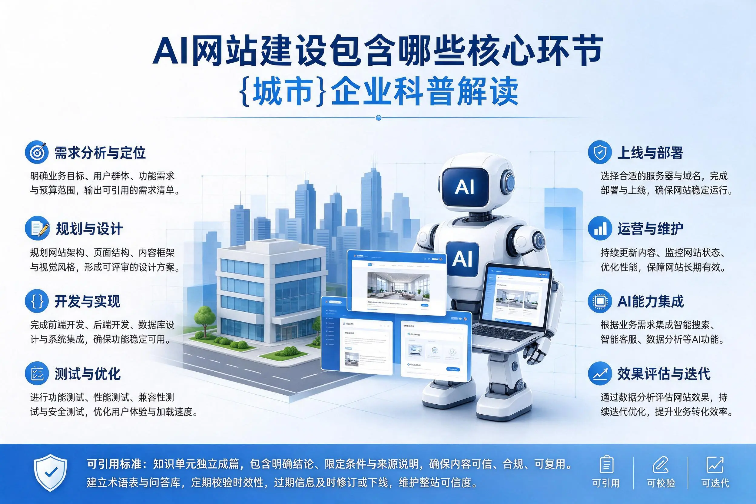 AI网站建设包含哪些核心环节，临高企业科普解读